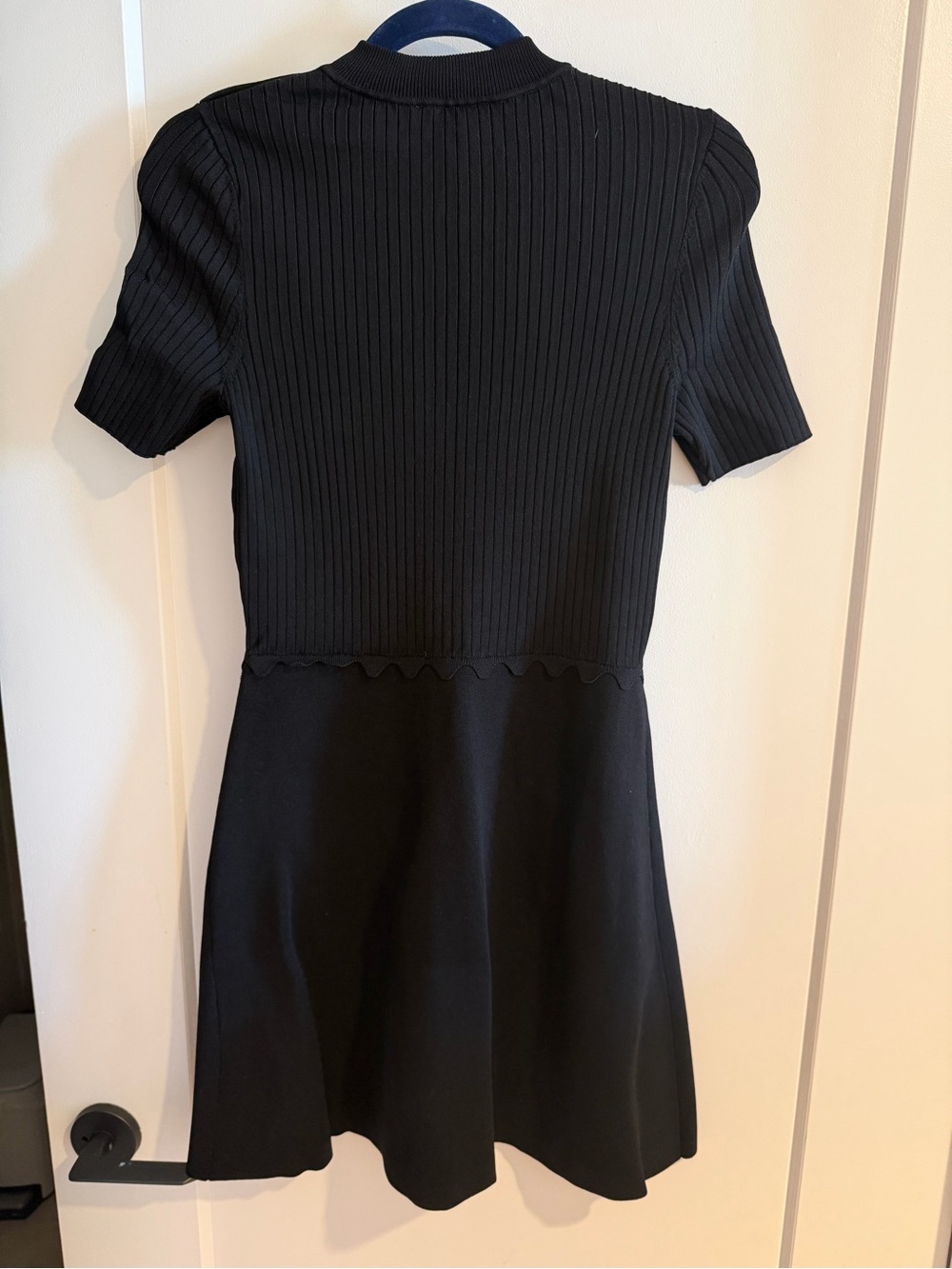 Sandro Alyssa - Black Short Sleeve Knit Dress with Gold Buttons - Picture 2 of 4